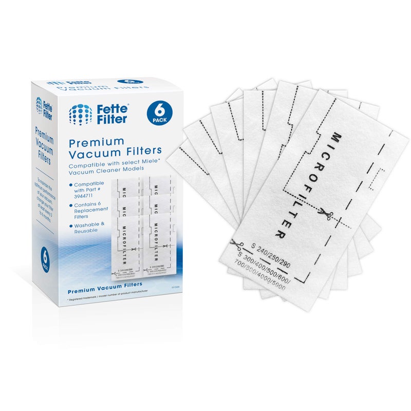 Fette Filter - Air Clean Filter Compatible with Miele Vacuum Cleaner Super 3944711. Pack of 6 - Image 1